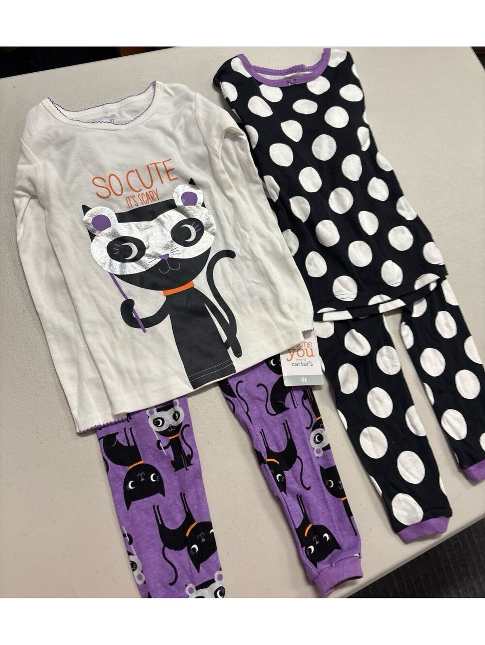 Girls Just One You by Carter’s Halloween Cat Pajamas 2-Pack Set 4T NWT
